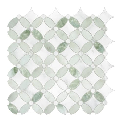 10-Sheet Peel and Stick Backsplash Coin Waterjet Tile, 11.2" x 11.2" Green Marble Looks Self Adhesive Wall Tile Stick on Backsplash for Kitchen, Bathroom, Fireplace, Shower
