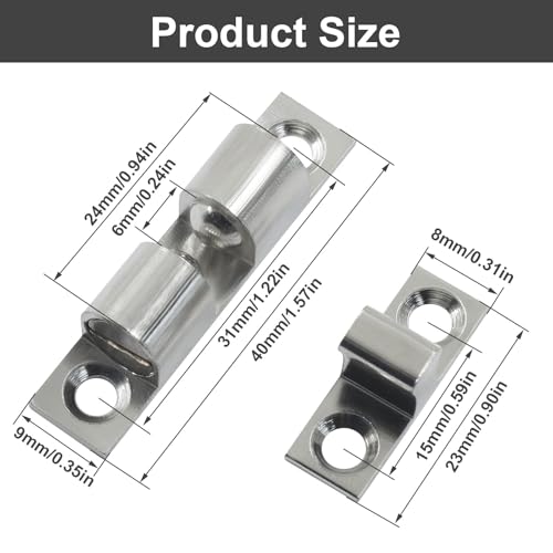 4 Pack Silver Ball Tension Roller Catch Latch, 40x23mm - color: Gold