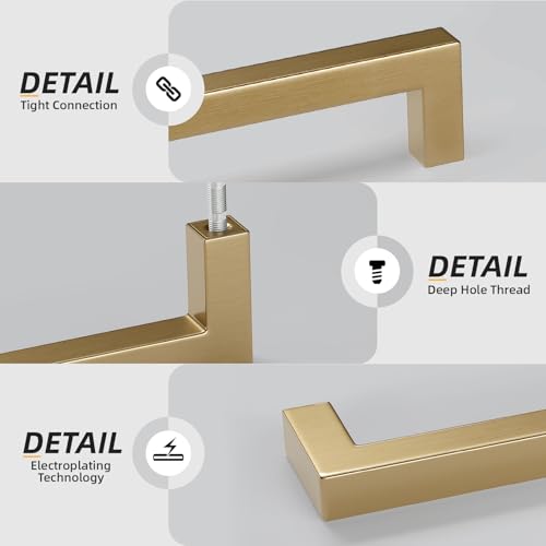 Goldenwarm 25 Pack 10 Inch Champagne Bronze Cabinet Pulls Square Handles - color: Champagne Bronze, size: 10in Hole Centers