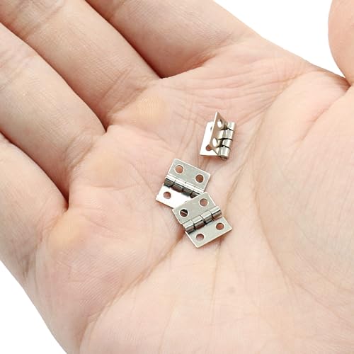 Murtenze 50PCS Silver Mini Brass Hinges, 10 x 8mm