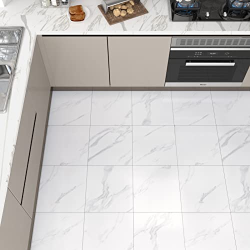 WESTICK Marble Peel and Stick Floor Tile Bathroom Waterproof Vinyl Tiles - color: 1. White, size: 20 Tiles