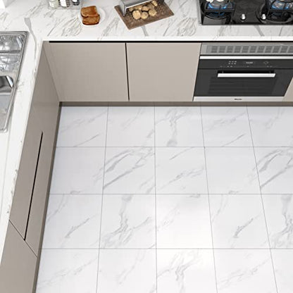 WESTICK Marble Peel and Stick Floor Tile Bathroom Waterproof Vinyl Tiles - color: 1. White, size: 20 Tiles