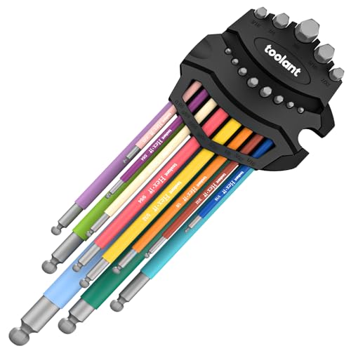 Sae Allen Wrenches Sets 13pcs, Extra Long Arm Allen Key Set with Ball End, Crafted Hex Key Set with Color Coded Sleeves, Unique Patented Holder Design for Magnetizing and Demagnetizing - size: 13PCS (SAE)