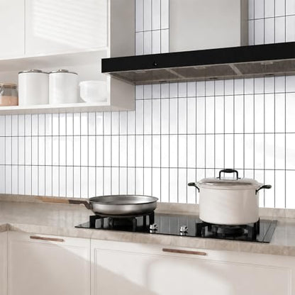 Peel and Stick Backsplash Tile for Kitchen, 10 Sheets, 11.42''x9'' - color: White With Black Grout