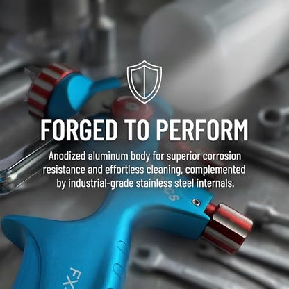 HVLP Air Spray Gun Kit 1.3mm, Professional Automotive Paint Sprayer - color: Blue-red, size: 1.3mm