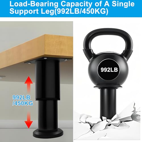 Zorfeter 4Pcs Black Adjustable Height Furniture Legs 3.15-4.72 Inch - color: Black, size: 3.15-4.72 Inch