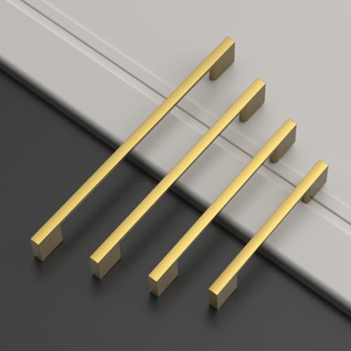 Amerdeco 10 Pack Vibrant Brushed Moderne Brass Zinc Alloy Cabinet Pulls 5" - color: Brushed Moderne Brass, size: 5" hole center