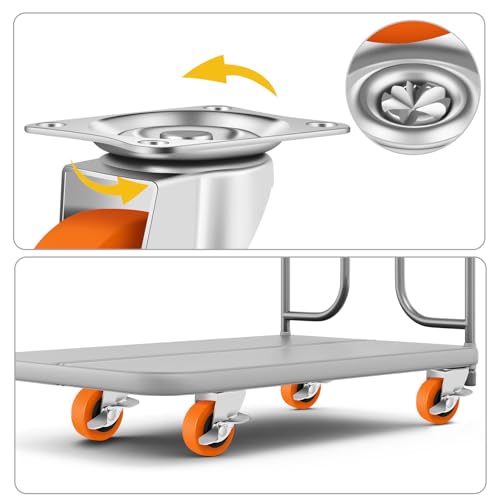 Caster Wheels, 2.5 Inch Casters Set of 8, Heavy Duty Caster with Brake - style: Orange-2.5"8pack