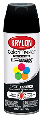 Krylon K05160307 ColorMaster Paint + Primer, Semi-Gloss, Black, 12 oz. - color: Black, style: Semi-Gloss