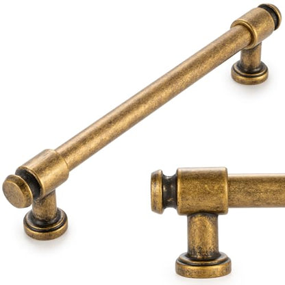 KOOFIZO 10 Pack 6-1/4 in Antique Brass Cabinet Pulls, Drawer Handles P11 - color: Antique Brass, size: 6-1/4" CC
