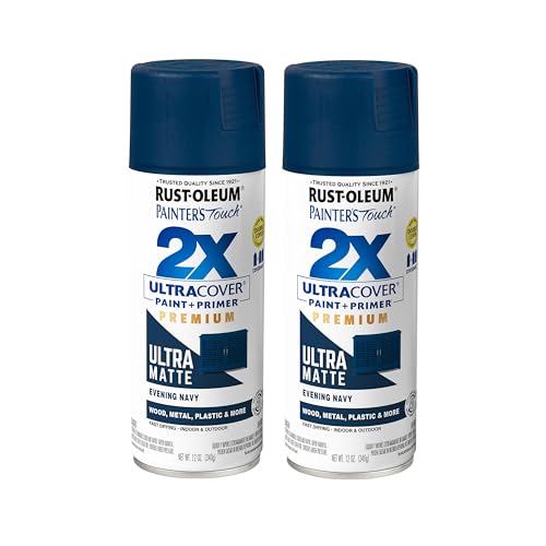 Rust-Oleum Painter's Touch 2X Ultra Cover Spray Paint, Matte Evening Navy - color: Ultra Matte Evening Navy, size: 12 Ounce (Pack of 2)