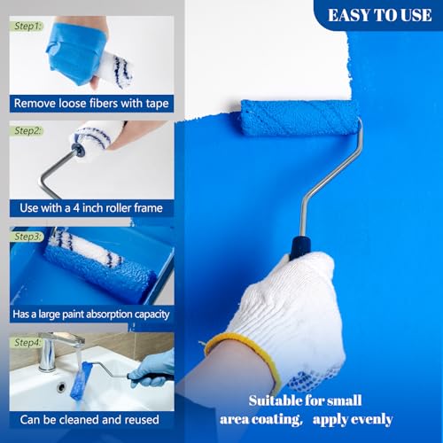 4 Inch Microfiber Paint Roller, 3/8" Nap, 24 Pack - size: 4 Inch Paint Roller Kit, 24 Pack