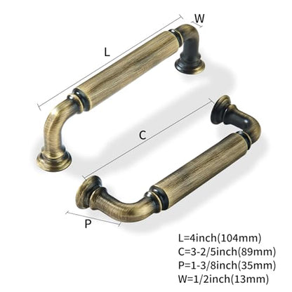 khtumeware 2-Pack Antique English Brass Heavy-Duty Solid Cabinet Pulls 3-1/2 Inch(89mm) Hole Center Drawer Pulls Cabinet Hardware Suitable for Kitchen Cabinets Bathrooms - color: Antique English Brass, size: 3-1/2 Inch(89mm)Hole Center