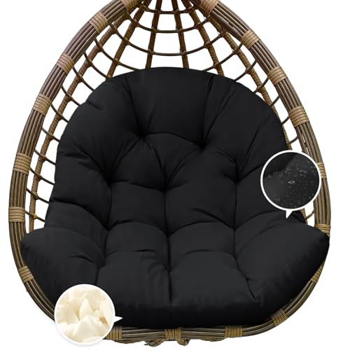 Egg Chair Cushion Replacement, Waterproof Outdoor Hanging Egg Chair Cushion Hammock Swing Chairs Cushions Pads, U-Shaped Thickened Cushions for Hanging Eggs Chairs, 47x33x7 Inches (Black) - color: Black