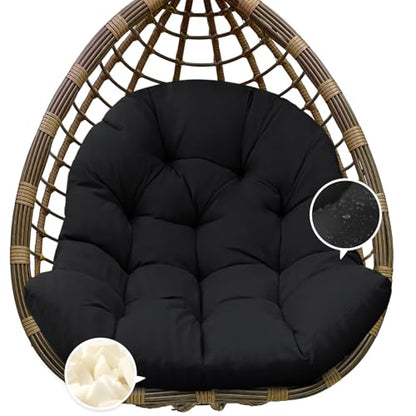 Egg Chair Cushion Replacement, Waterproof Outdoor Hanging Egg Chair Cushion Hammock Swing Chairs Cushions Pads, U-Shaped Thickened Cushions for Hanging Eggs Chairs, 47x33x7 Inches (Black) - color: Black
