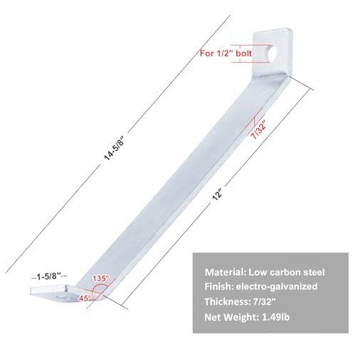 4 Pcs 12" Strut 45 Degree Corner Brace for 1-5/8" Strut Channel,7/32" Thick - size: 12 Inch