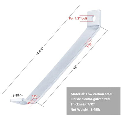 4 Pcs 12" Strut 45 Degree Corner Brace for 1-5/8" Strut Channel,7/32" Thick - size: 12 Inch