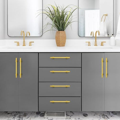 15 Pack Gold Cabinet Handles, 5" Hole Center Kitchen Drawer Pulls - color: Gold, size: 5 Inch Hole Center