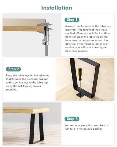 Metal Table Legs 12 Inch, Trapezoid Desk Legs DIY Bench, Side/Coffee Table - size: 12 Inch Legs