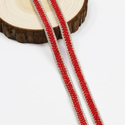 Black 10 Yards Gimp Braid Trim, 10mm/0.39 Inch Wide Decorative Lace Webbing Fabric for Sewing Garments, Curtains, DIY Crafts, Lamps and Furniture Decoration (Red - color: Red