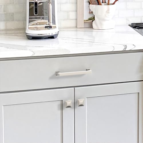 Brushed Satin Nickel Cabinet Handles Kitchen Pulls 3.75 Inch 10 Pack - color: Brushed Satin Nickel, size: 3.75" Hole Center
