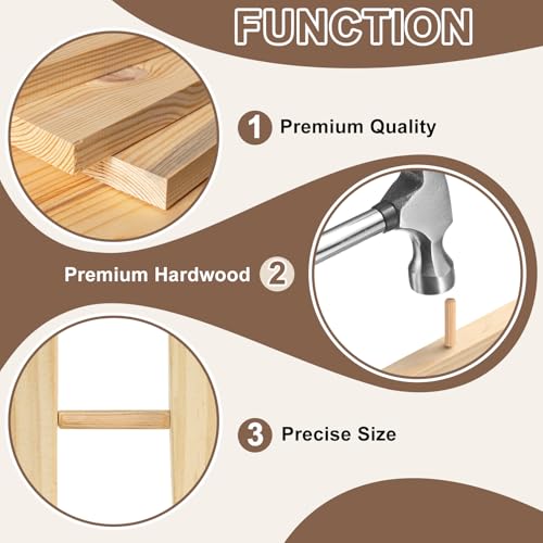 MECCANIXITY Wooden Dowel Pins 1/4"x 2" (6mm x 50mm) Straight Dowel Rods Wood Fluted Dowels Rods for Crafts Furniture DIY Hardwood Count 50 - size: 1/4"x 2" (6mm x 50mm)