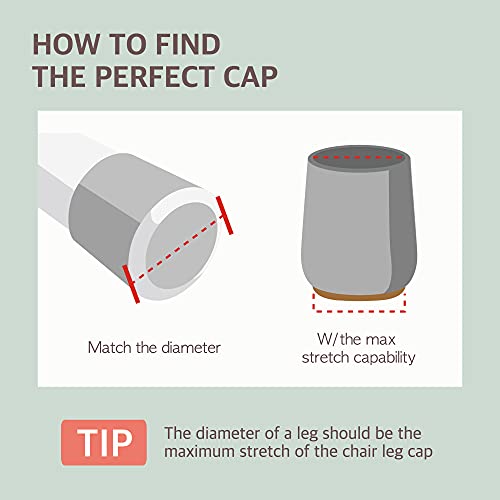 Chair Leg Caps Floor Protectors - (Freesize/16 Piece Set) Extra Glide Sliders | Premium Teflon Elastic Caps for Easy Hardwood Floor Protection, No Noise, No Dust, Stronger Grip (37-40mm) Large - size: (37-40mm) L