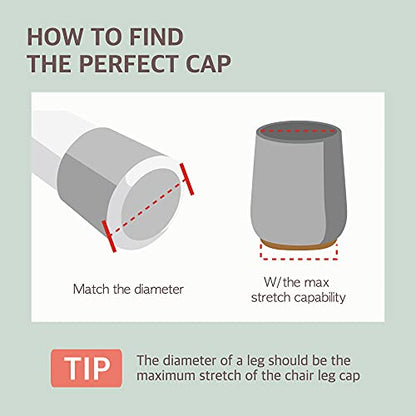 Chair Leg Caps Floor Protectors - (Freesize/16 Piece Set) Extra Glide Sliders | Premium Teflon Elastic Caps for Easy Hardwood Floor Protection, No Noise, No Dust, Stronger Grip (37-40mm) Large - size: (37-40mm) L