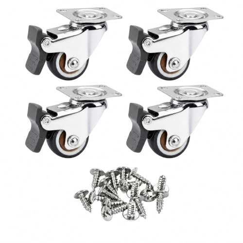 Small Casters Set of 4, 1 Inch Caster Wheels, All 4 4 Wheels Lock - size: 1" (4-pack)