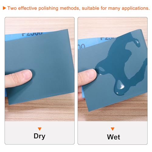 HARFINGTON 18pcs Sandpaper 3000 5000 7000 High Grit 9 x 3.6 Inch Silicon Carbide Abrasive Wet Dry Sanding Sheets for Wood Finishing, Metal Sanding, Automotive Polishing