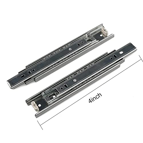 Drawer Slides 4 Inch Ball Bearing Full Extension 3 Section Slide Track Mounting Drawer Runners Slider for Cabinet Home Furniture, 2 Pack(Sliver 4 Inch - size: 4 Inch