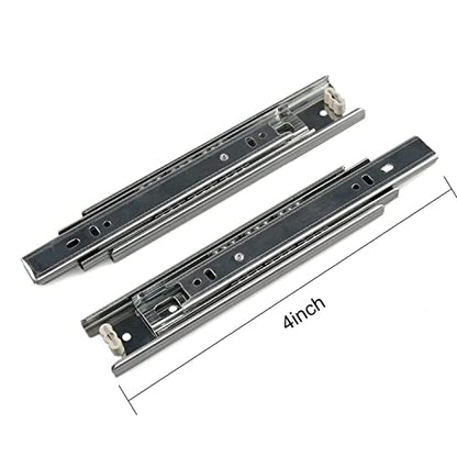 Drawer Slides 4 Inch Ball Bearing Full Extension 3 Section Slide Track Mounting Drawer Runners Slider for Cabinet Home Furniture, 2 Pack(Sliver 4 Inch - size: 4 Inch