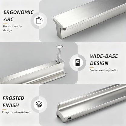 Goldenwarm 10 Pack 3-3/4" Brushed Nickel Cabinet Pulls Drawer Handles - color: Brushed Nickel, size: 3-3/4in Hole Centers