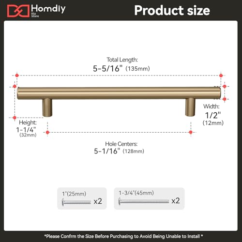 homdiy 20 5in Cabinet Handles Champagne Bronze Kitchen Cabinet Pulls Drawer Pulls for Dresser Drawers - color: Champagne Bronze, size: 5in hole centers