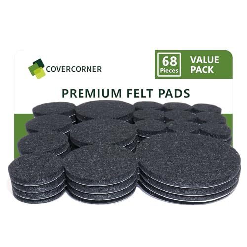 Felt Furniture Pads for Hardwood Floors 68 PCS, Round, Black - size: 68PCS Value Pack Round Black