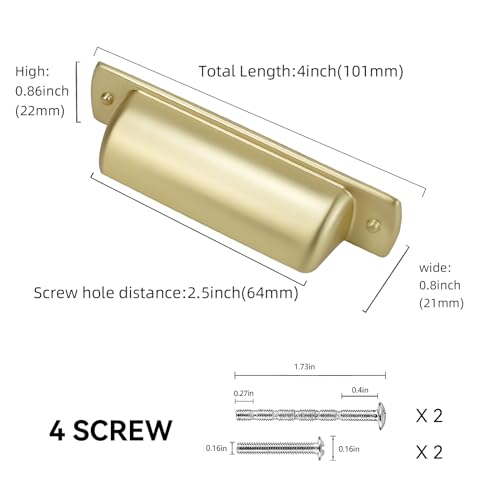 10 Pack 2.5 inch(64mm) Brushed Brass Kitchen Cabinet Handles Cabinet Cup Pulls Gold Drawer Cup Pulls Kitchen Cabinet Hardware - color: Brushed Brass, size: 2.5" Hole Center（64mm）