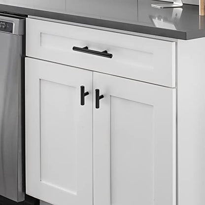 Ravinte Hardware Matte Black Cabinet Handles Drawer Pulls 2 Inch 25 Pack - color: Matte Black T-Shaped, size: Single Hole Center