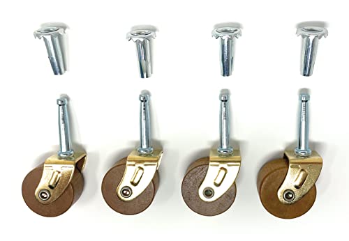 Metal Magery Medium 1 5/8" Hardwood Casters Pack of 4 Vintage Antique Furniture Casters