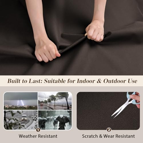 ANMINY 100% Waterproof Fabric Marine Canvas, 58"W 600D, 25 Yards Dark Brown - color: Dark Brown, size: 25 Yards