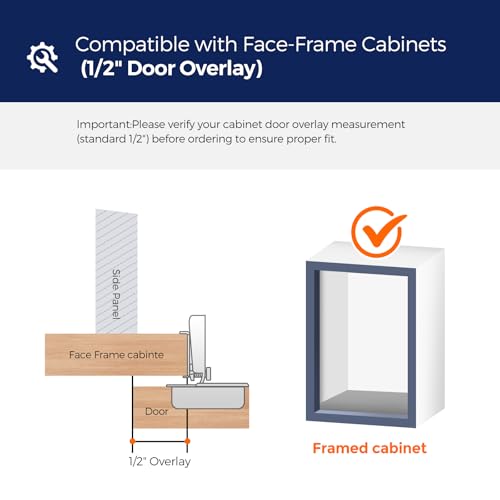Satin Nickel Soft Close Cabinet Hinges,1/2 Inch Overlay,60 Pack (30 Pairs) - size: 1/2 inch Overlay