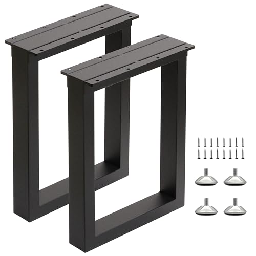 16 Inch Metal Table Legs for Bench, Coffee Table, Desk - Heavy Duty Furniture Legs Set of 2 (Black, H16 x W11.8, Screws & Adjustable Feet Pads Included) - color: U-shaped, size: 16 IN
