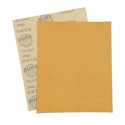 Dura-Gold Premium 9" x 11" Gold Sandpaper Sheets, 60 Grit (Box of 6) - Wood - size: 60-Grit