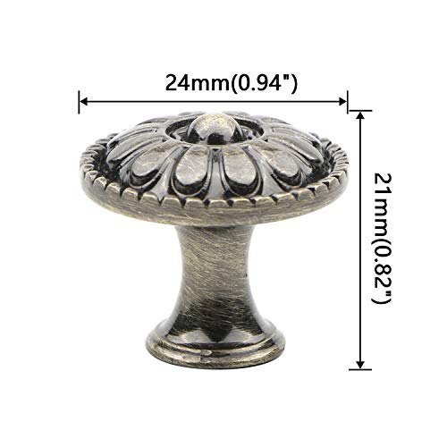 6Pcs Antique Round Cabinet Knobs Single Hole for Drawer Cupboard