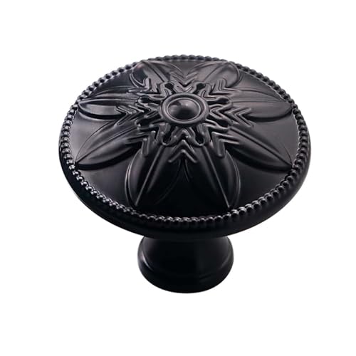 4 Pack - Black Cabinet Knobs Round, 1-2/5” Knobs for Cabinets and Drawers Black Matte Drawer Pulls Bathroom Cabinet Handles - color: Black