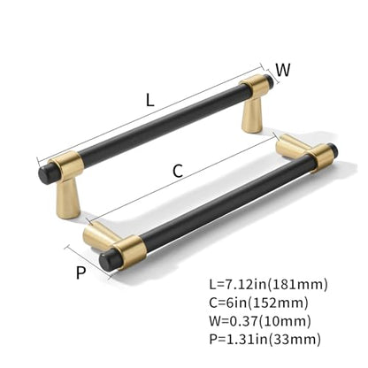 khtumeware 6 inch 5 Pack Matte Black/Champagne Bronze Cabinet pulls Zinc Alloy, Kitchen Cabinet Handles, Wardrobe Drawer Handles - Suitable for Bathroom cabinets, Bedroom Furniture - color: Matte Black/Champagne Bronze, size: 6 Inch
