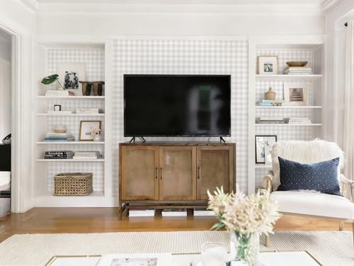 Plaid Wallpaper Neutral Wallpaper 196"×17.3" Checkered Wall Paper Peel and Stick Modern Beige Contact Paper for Cabinets Vinyl Renter Friendly Waterproof Self-Adhesive Bathroom Kitchen Bedroom - color: Beige and White, size: 17.3" x 196"