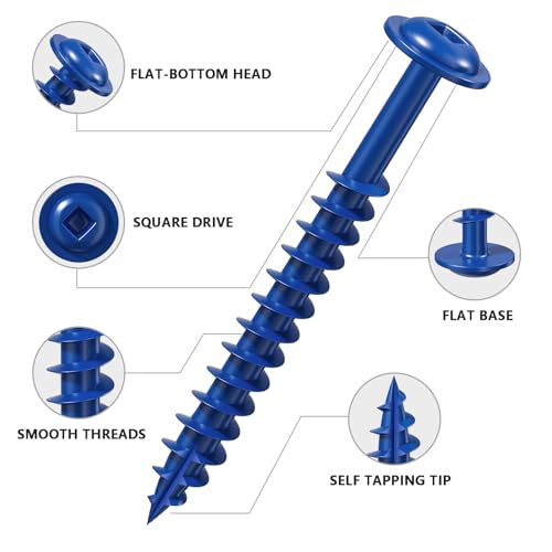 Wensilon Pocket Hole Screws, #8 x 1-1/4", Square Drive, Blue, 1lbs 135pcs - color: Blue, size: 8*1-1/4"