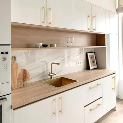10 Pack Brushed Gold Cabinet Pulls 5 Inch(128mm) Kitchen Cabinet Handles Cabinet Hardware for Drawer Pulls - color: Brushed Gold, size: 5" Hole Center