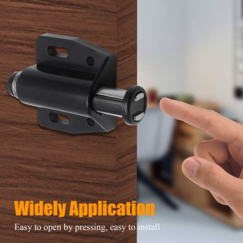 BokWin 8 PCS Magnetic Touch Latch, Black Push Open Cabinet Door Latches and Catches Magnetic Pressure Touch Release with Screws