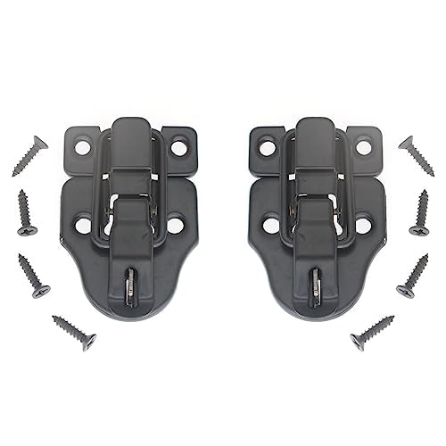 Retro Style Duckbilled Toggle Hasp Latch 2 pcs Antique Toggle Hasp Latch with Padlock Hole for Jewelry Box Cabinet Toolbox Suitcase,with Mounting Screws (Black) - color: Black